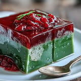Artfully layered Yokan: A sweet red bean and earthy matcha jelly, ready to slice.