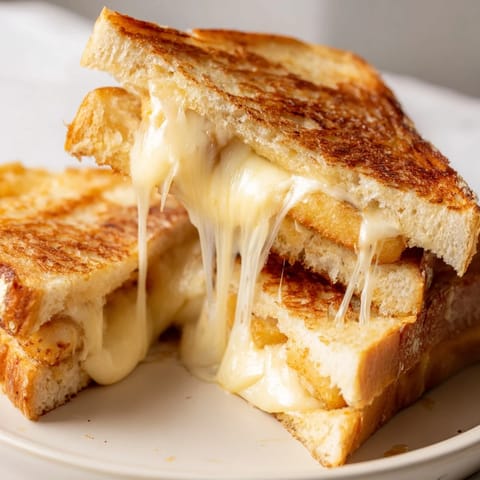 Buttery grilled cheese with mozzarella sticks inside, served with a small ramekin of warm marinara dipping sauce.  