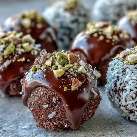 Velvety homemade chocolate truffles coated in cocoa powder, ready to serve as a decadent gluten-free dessert.