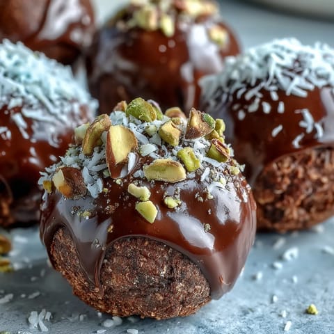 Hand-rolled chocolate truffles dusted with powdered sugar on a rustic wooden board, perfect for gifting.