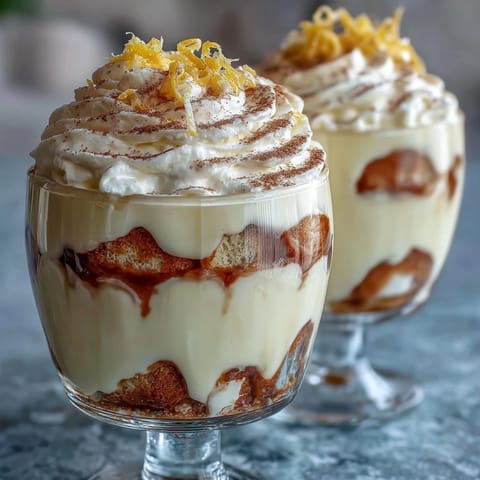 Zesty limoncello tiramisu cups with creamy mascarpone and lemon-soaked ladyfingers in elegant glass jars.