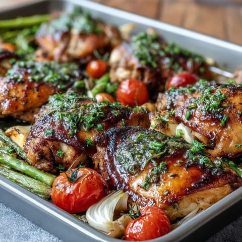 Healthy Easy Sheet Pan Chicken with Spring Veggies - a colorful, wholesome meal of tender chicken and vibrant vegetables roasted to perfection.