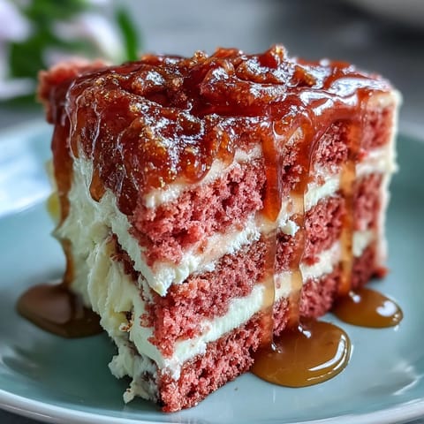 Luscious pink Bridal Shower Rosé Velvet Cake adorned with shimmering gold drip.