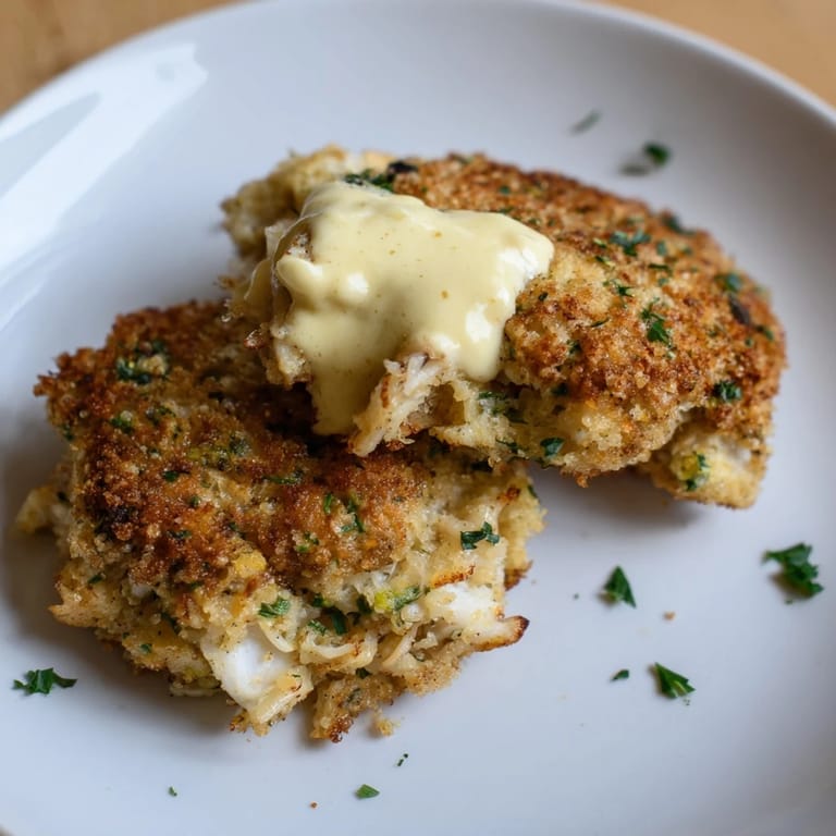 Mouthwatering image of cooked crab cakes, each a crispy, golden patty, ready to be enjoyed.