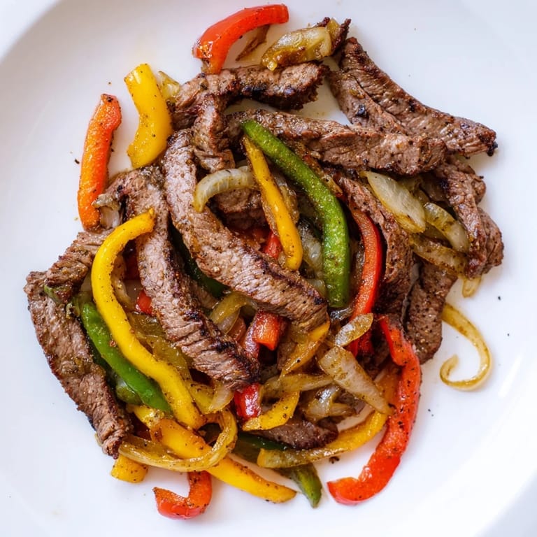 Golden-brown steak fajitas, served with a selection of tasty toppings, ready for a satisfying meal.