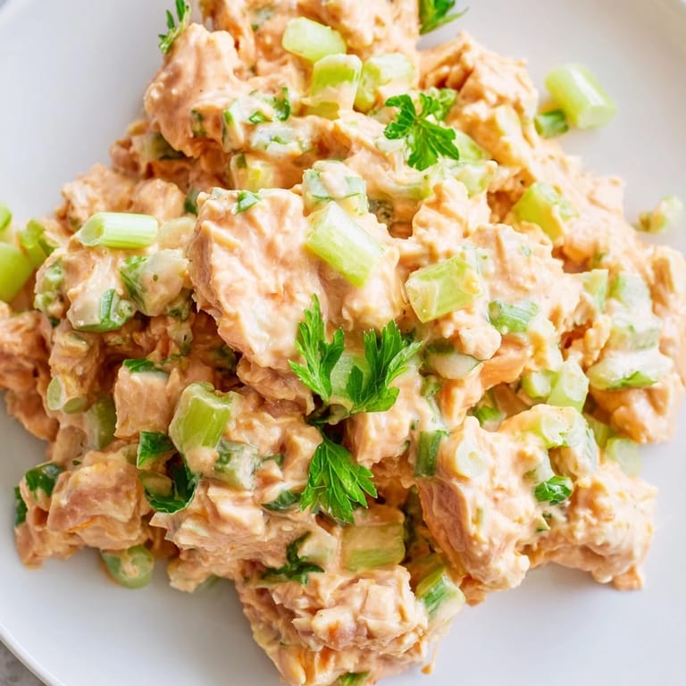 Close-up view of a protein-packed tuna salad mixed with fresh lemon juice, served in a rustic ceramic bowl.