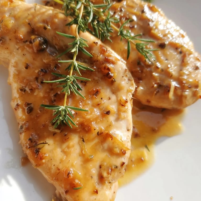 Juicy Honey Dijon Chicken Skillet with tender herbs, ready to serve over creamy mashed potatoes for a cozy weeknight dinner.