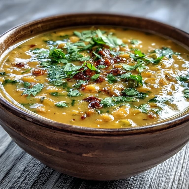 Steaming bowl of vegan mung bean soup, dotted with diced carrots and vibrant cilantro leaves for a fresh finish.