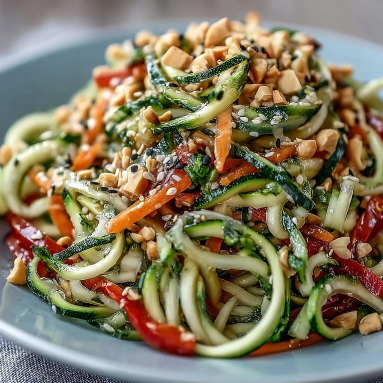 Tossed in a zesty sesame-ginger dressing, this refreshing Raw Vegetable Noodle Salad makes a perfect light lunch or healthy side dish.