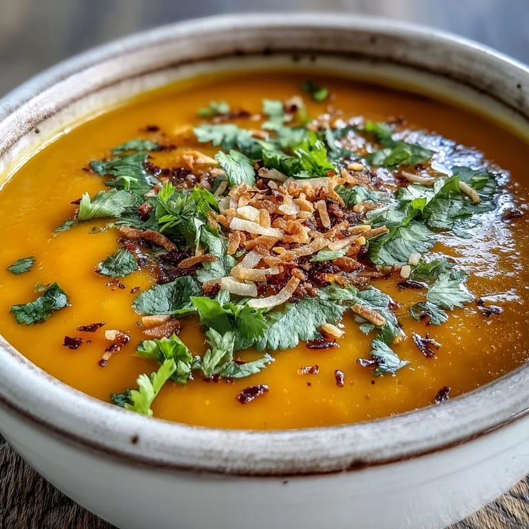 A vibrant Carrot and Coconut Soup glows with silky texture, bright spices, and a fresh lime wedge beside a rustic spoon.  