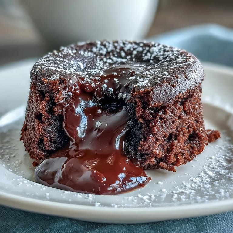 Rich Chocolate Lava Cakes with Espresso in white ramekins on a baking sheet, ready to be inverted for serving.