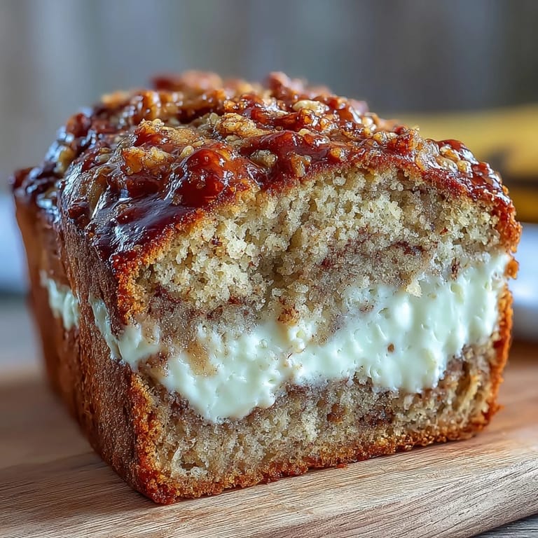 A warm slice of Cream Cheese Cinnamon Swirl Banana Bread topped with melting butter and a tall glass of milk.