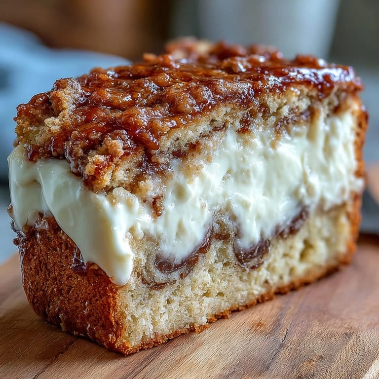 Baked golden brown Cream Cheese Cinnamon Swirl Banana Bread loaf sitting on a wooden cutting board with scattered walnuts.