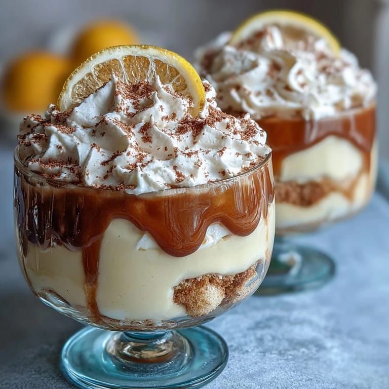 Individual homemade limoncello tiramisu cups layered with citrus mascarpone cream and delicate ladyfinger biscuits.