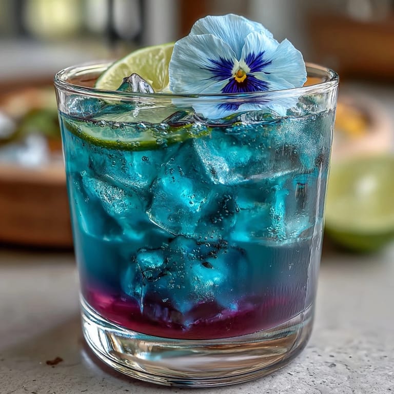 Refreshing color-changing lemonade made with butterfly pea flowers, lemon juice, and sugar, served in a clear pitcher with ice and lemon garnish.