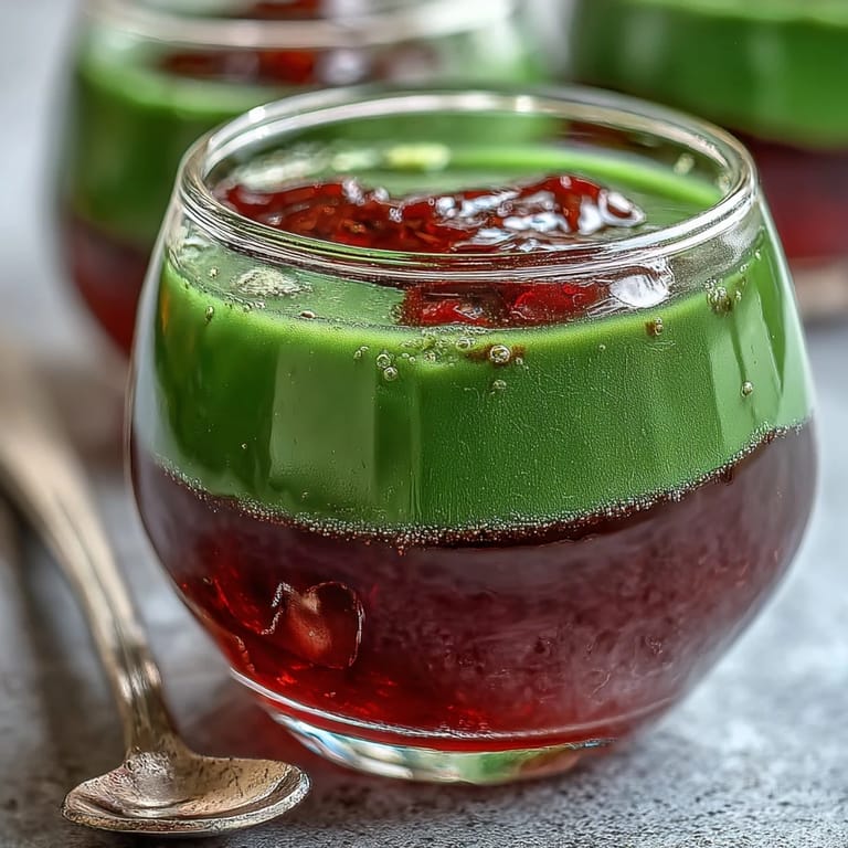 Delicate Yokan dessert: Smooth red bean and fragrant matcha perfectly set for serving.